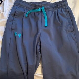 Boys Under Armour Charcoal Pants with Aqua Details